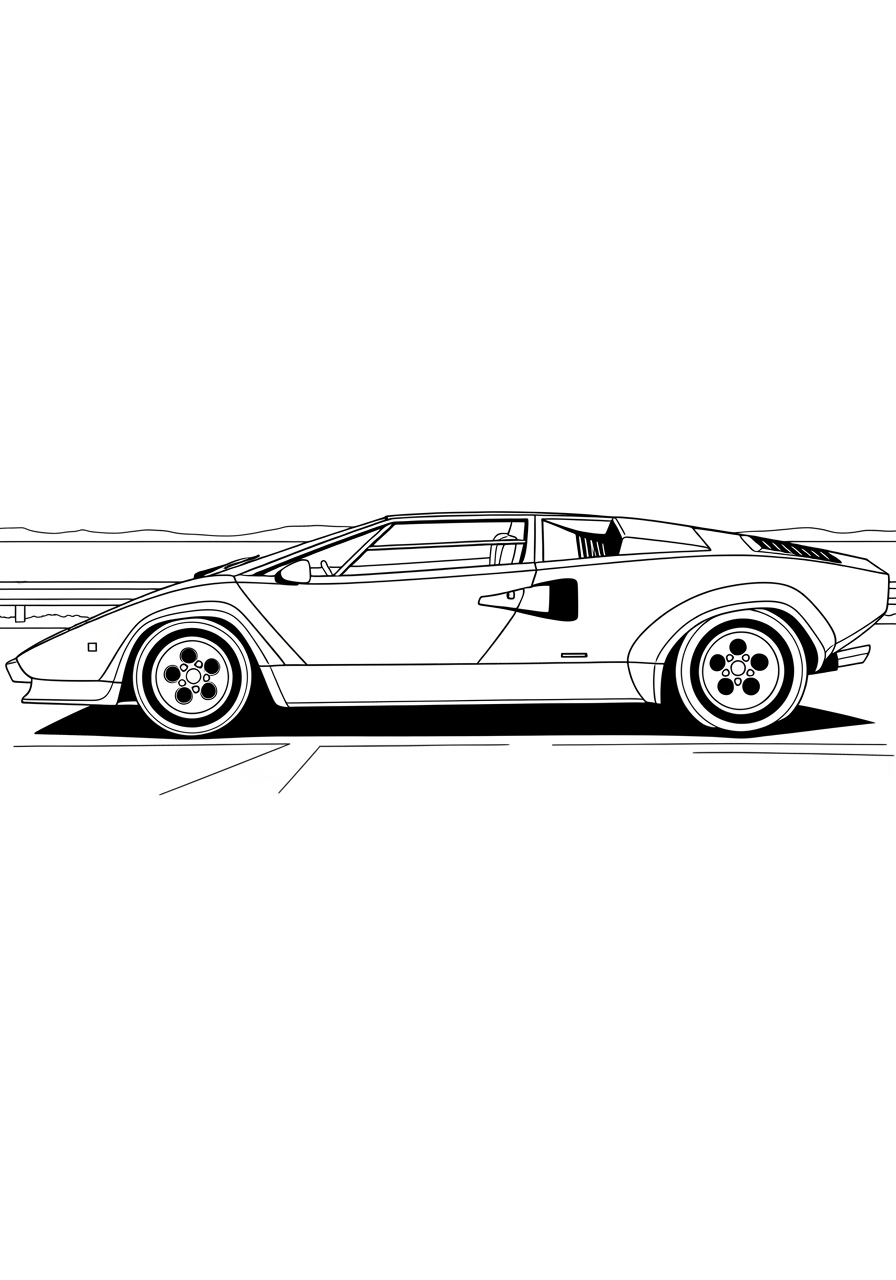 Desenho de Lamborghini Countach para imprimir e colorir