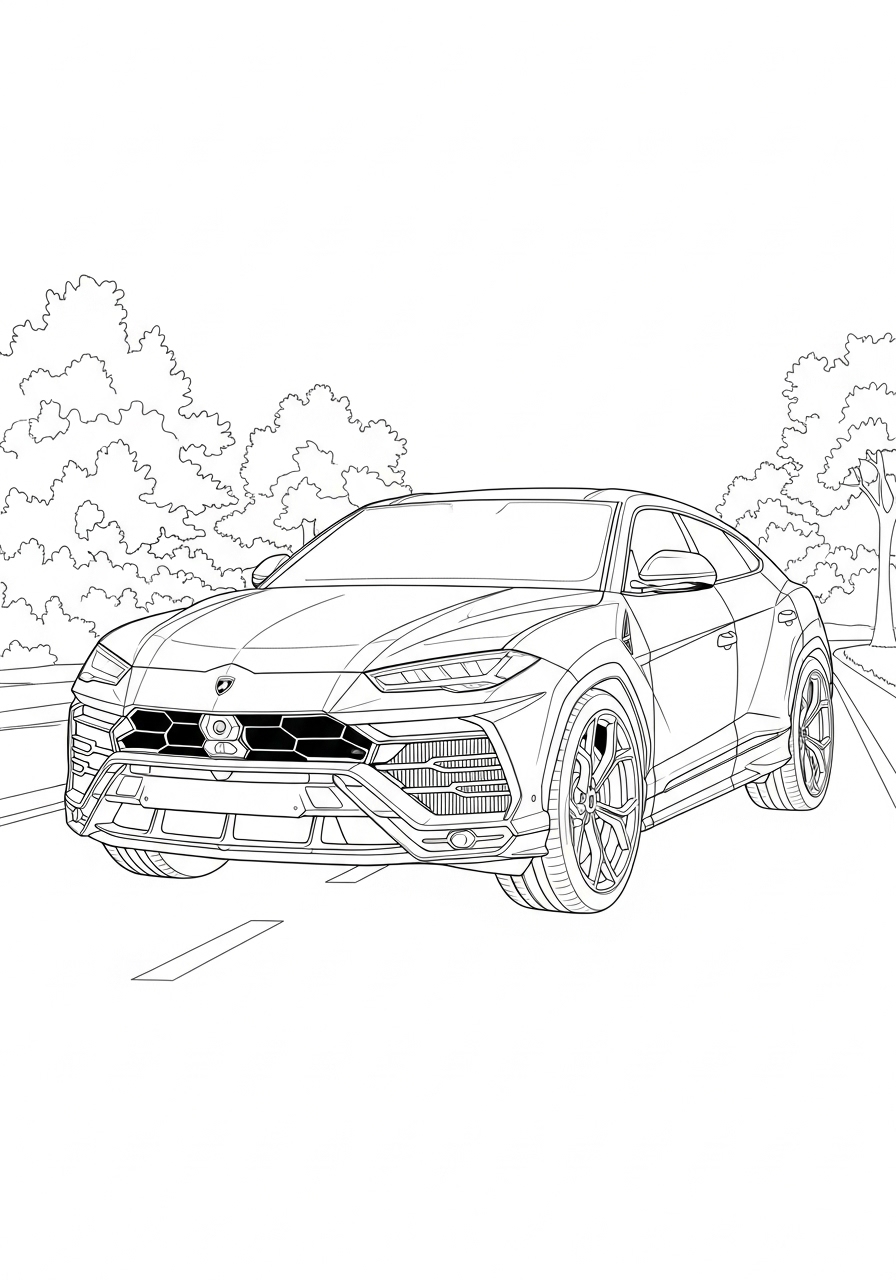 Desenho de Lamborghini Urus SUV para imprimir e colorir