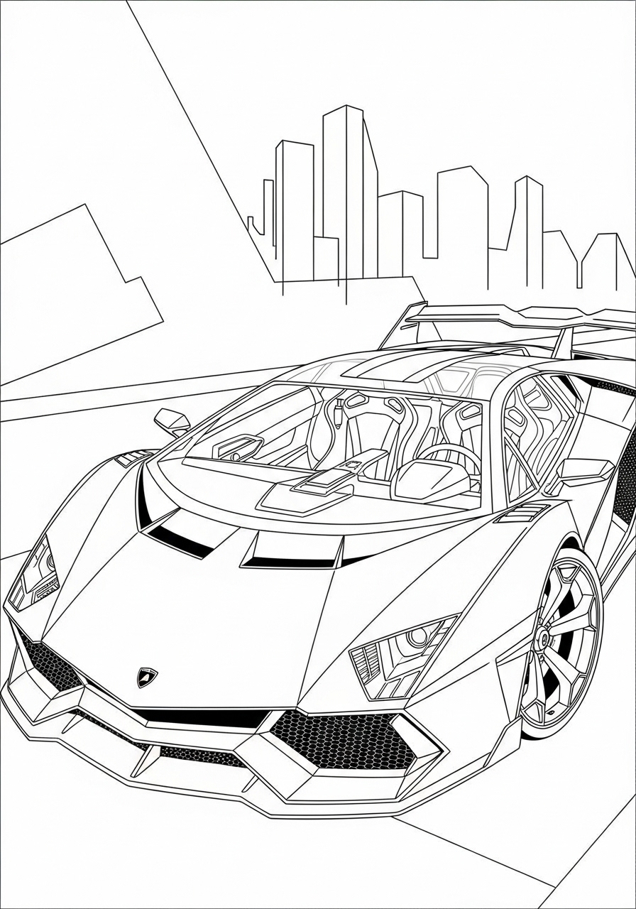 Desenho de Lamborghini Aventador para imprimir e colorir