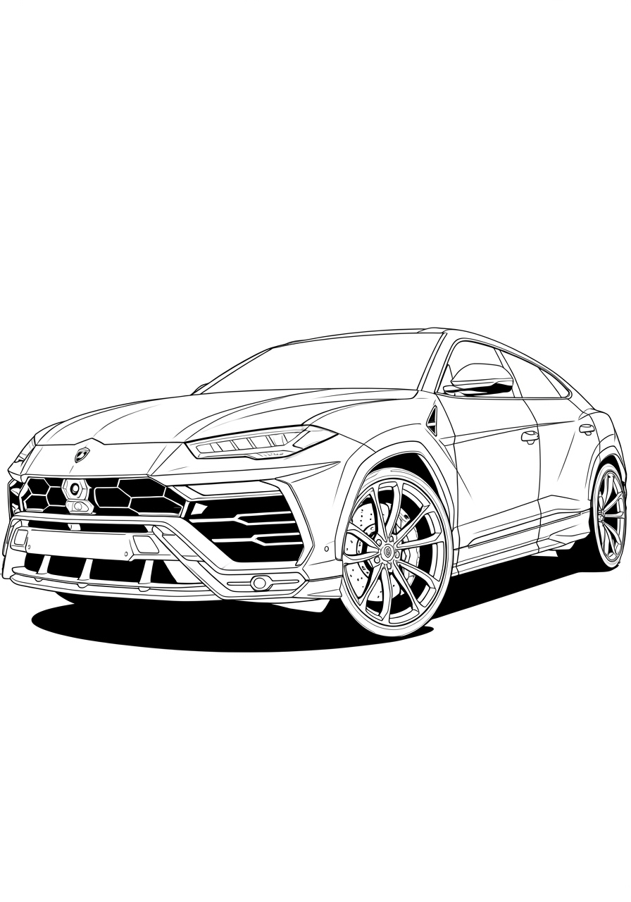 Desenho de Lamborghini Urus SUV para imprimir e colorir