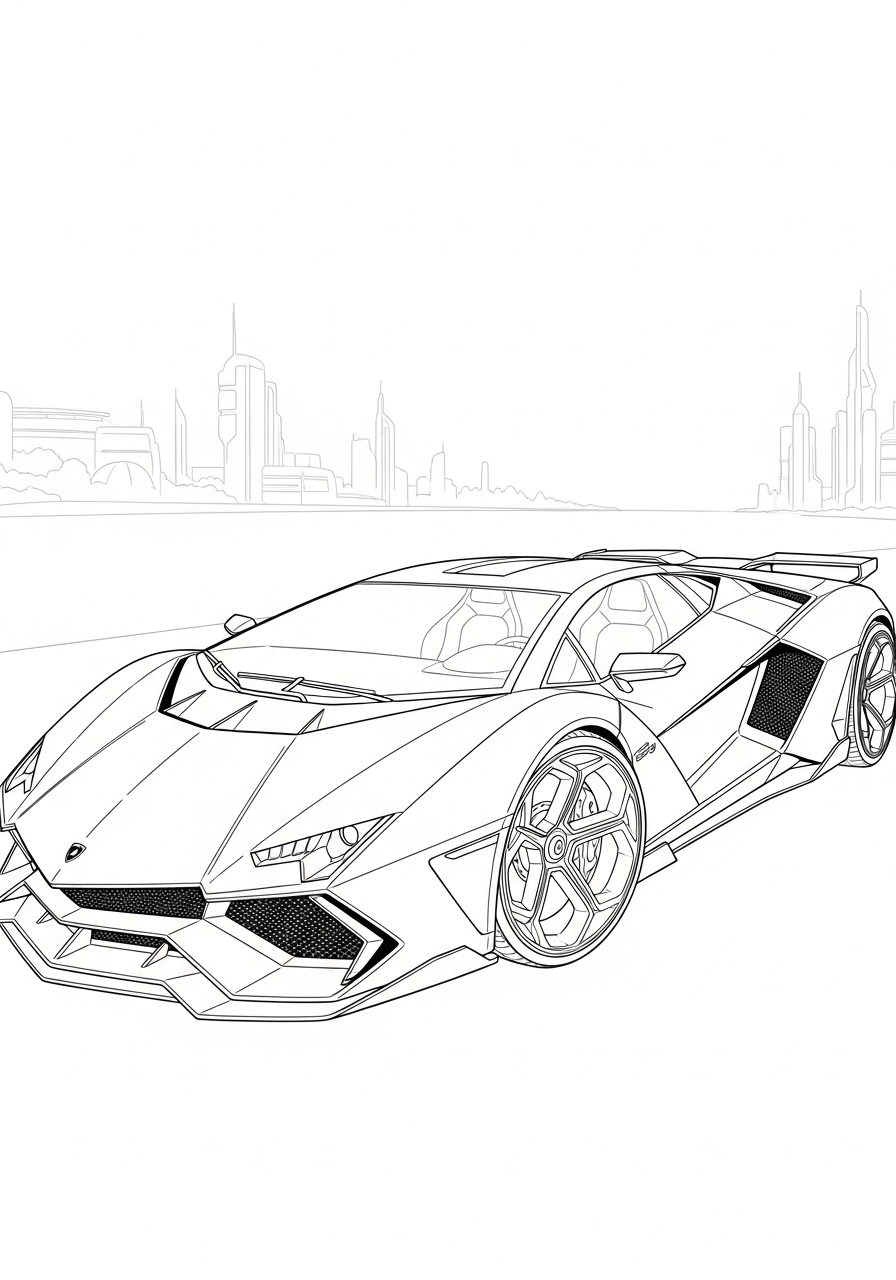 Desenho de Lamborghini para imprimir e colorir
