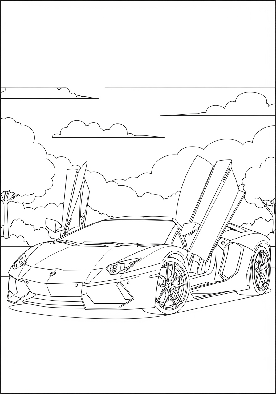Desenho de Lamborghini Aventador esportivo para colorir