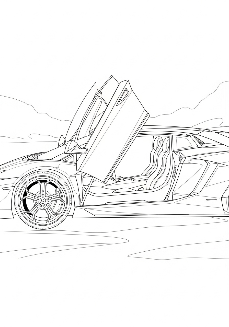 Desenho de Lamborghini para imprimir e colorir