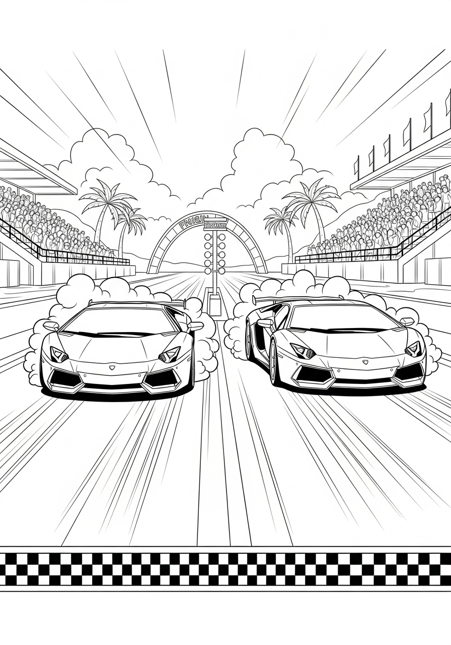 Desenho de Lamborghini Aventador para imprimir e colorir