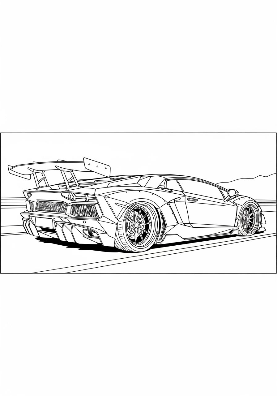Desenho de Lamborghini Aventador para imprimir e colorir
