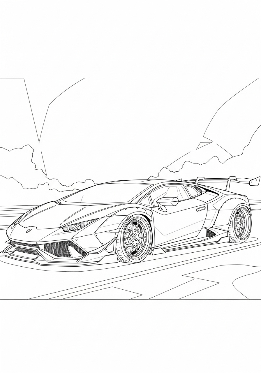 Desenho de Lamborghini Huracan para imprimir e colorir