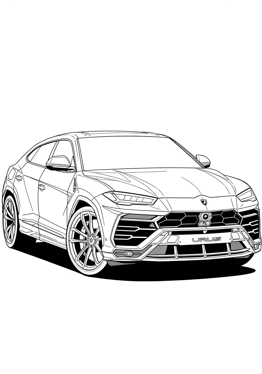 Desenho de Lamborghini Urus SUV para imprimir e colorir