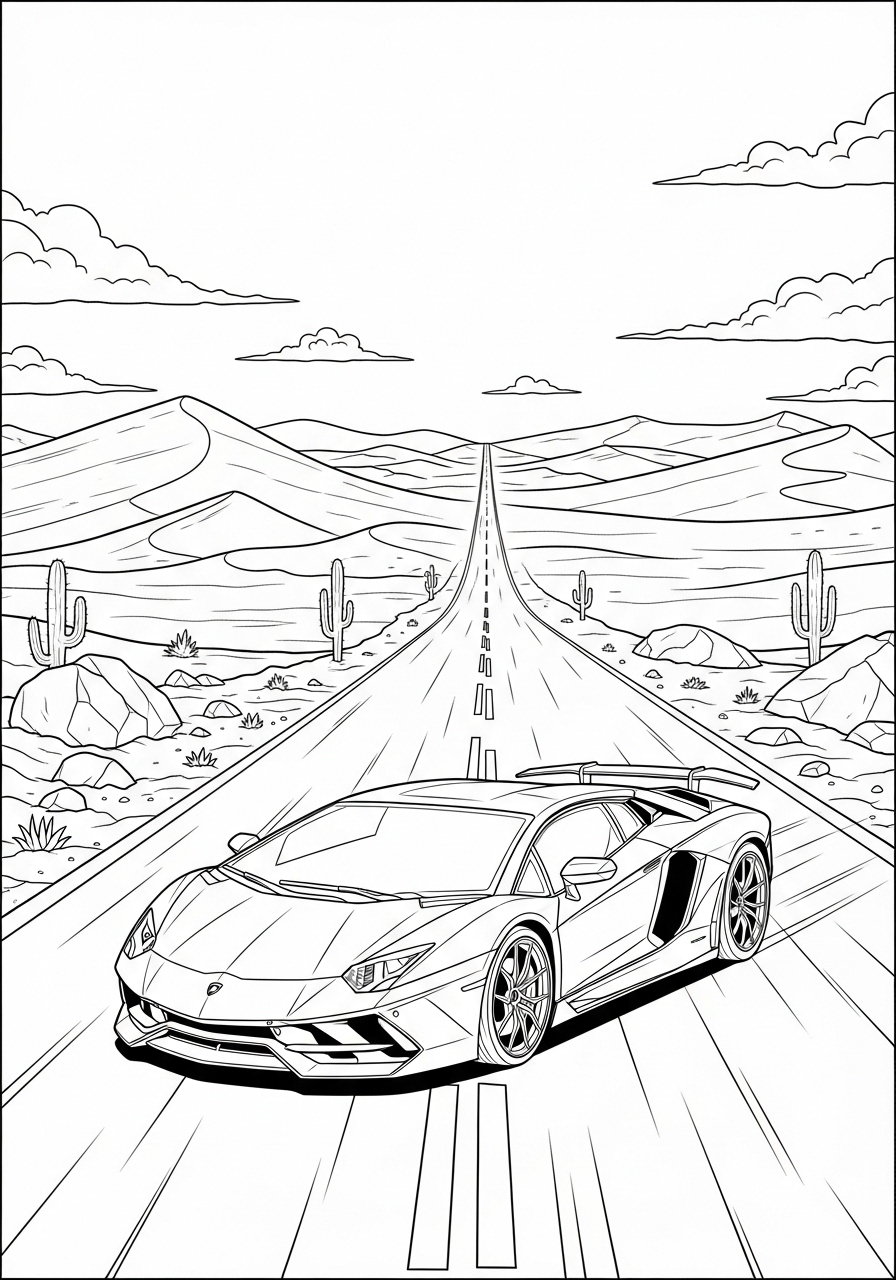 Desenho de Lamborghini Aventador para imprimir e colorir
