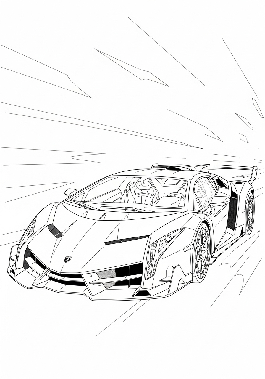 Desenho de Lamborghini Veneno para imprimir e colorir