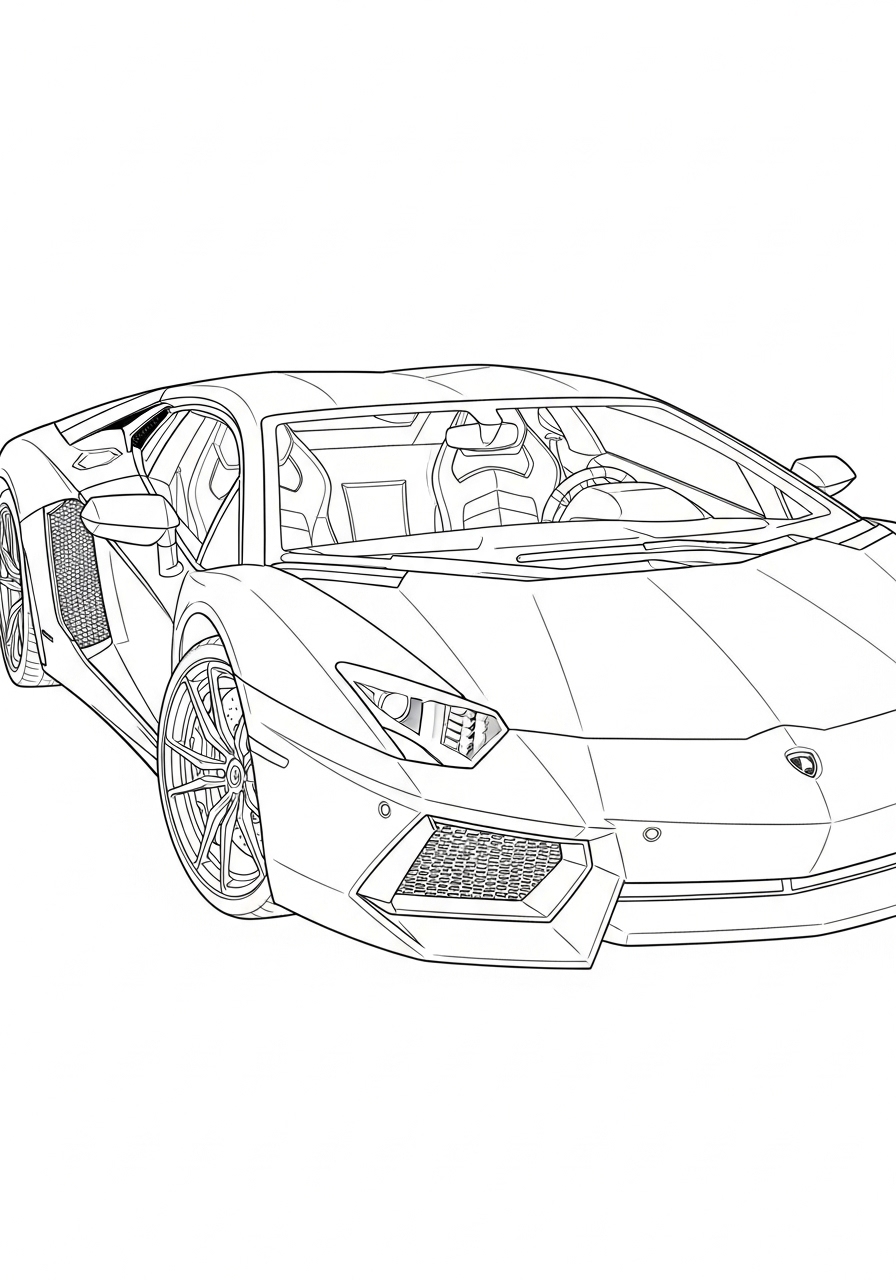 Desenho de Lamborghini Aventador coupe para imprimir e colorir