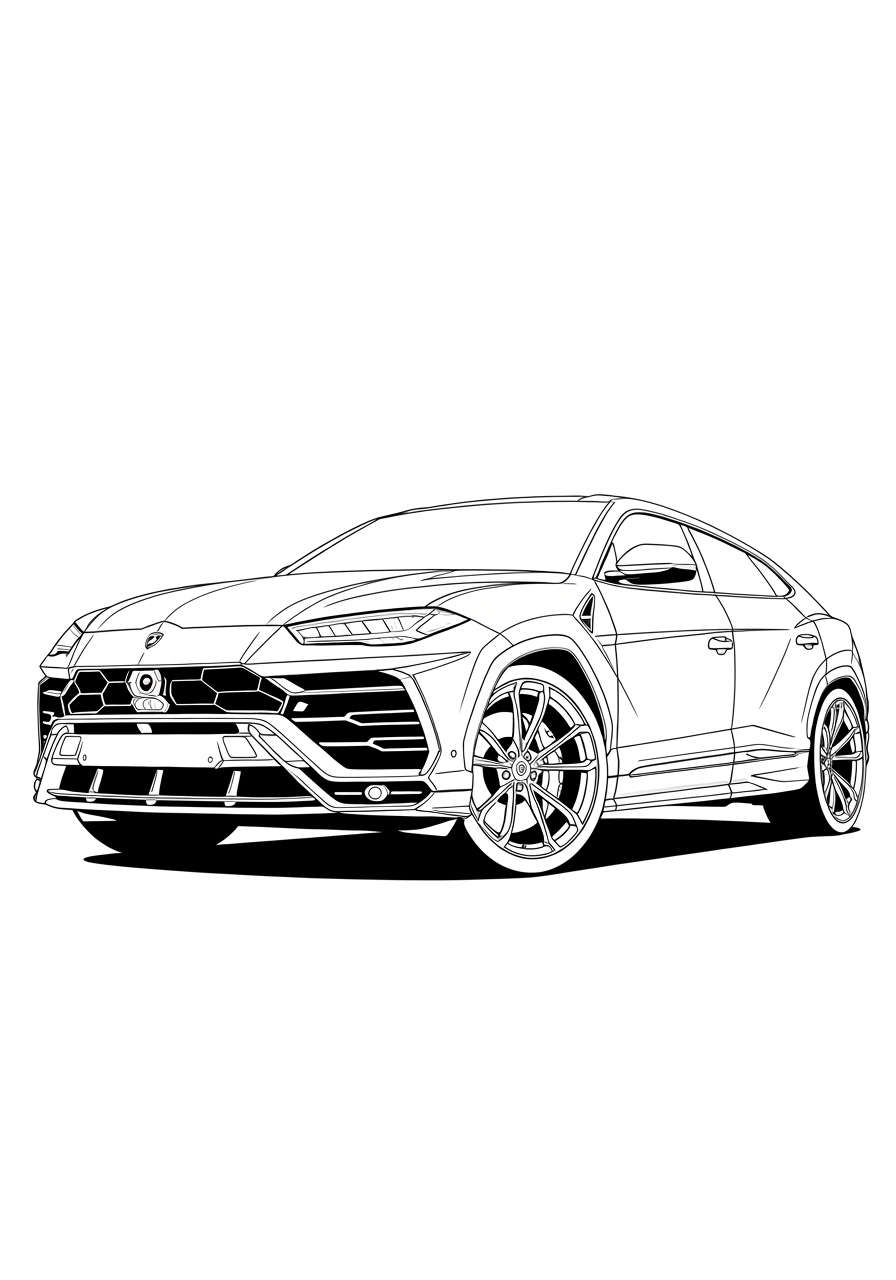 Desenho de Lamborghini Urus SUV para imprimir e colorir
