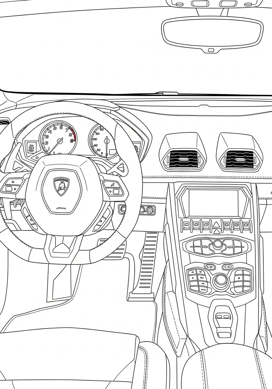 Desenho do interior de um Lamborghini Urus para colorir