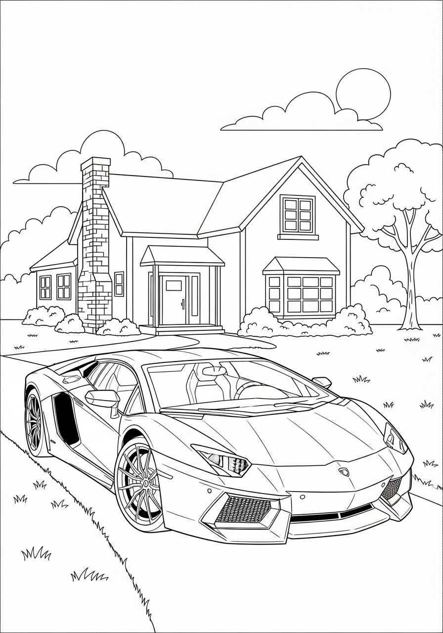 Desenho de Lamborghini Aventador para imprimir e colorir