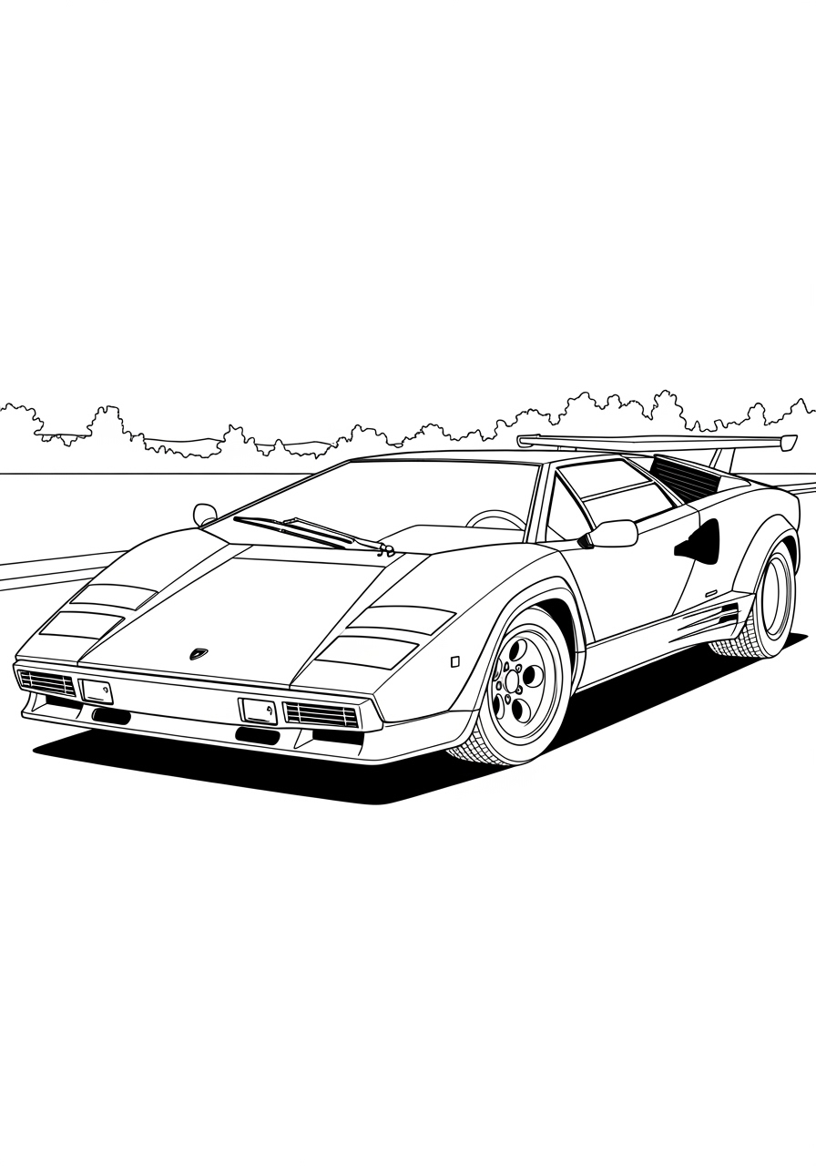 Desenho de Lamborghini esportivo para imprimir e colorir
