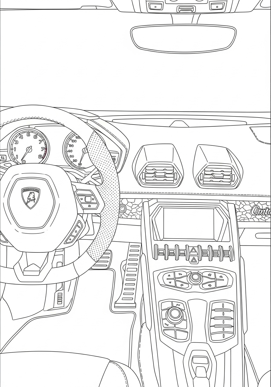 Desenho do interior de um Lamborghini Urus para colorir