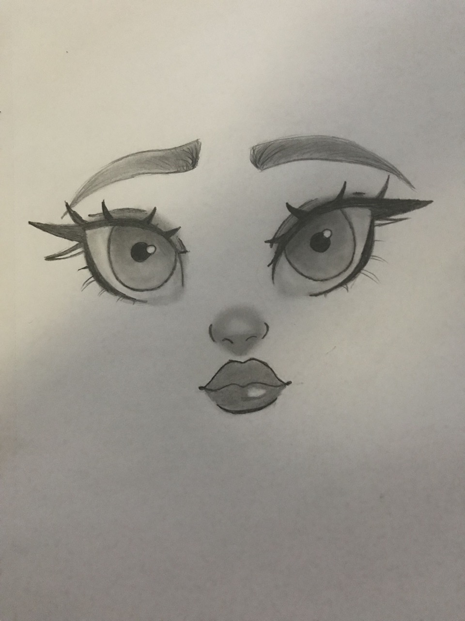 Desenho de Olho: Olhos fofa com sombra para desenhar