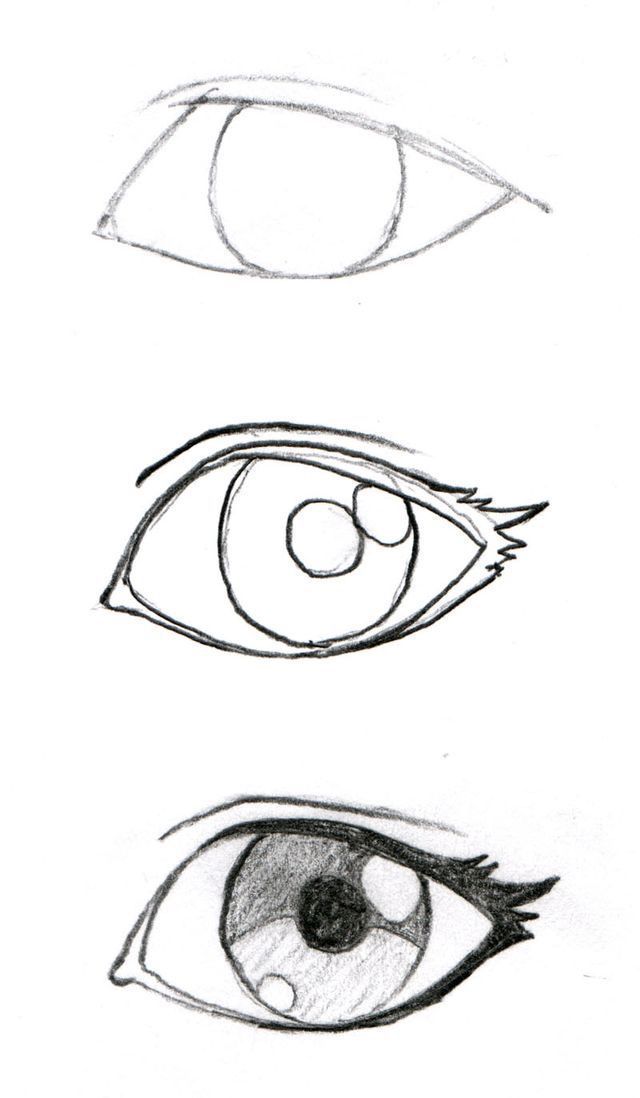 Desenho de Olho: Olhos variados em diferentes estágios de desenho