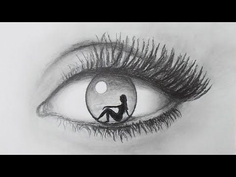 Desenho de Olho: olho com figura sentada dentro para desenhar