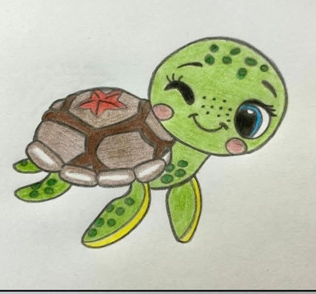 Desenho de Tartaruga: Tartaruga fofa a lápis para desenhar