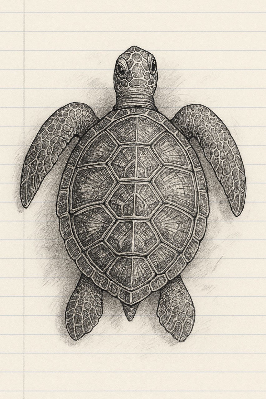 Desenho de Tartaruga: tartaruga fofa a lápis para desenhar