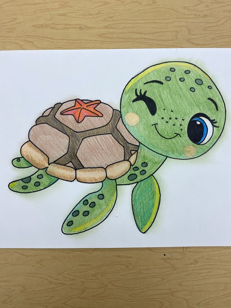 Desenho de Tartaruga: Tartaruga fofa colorida para desenhar