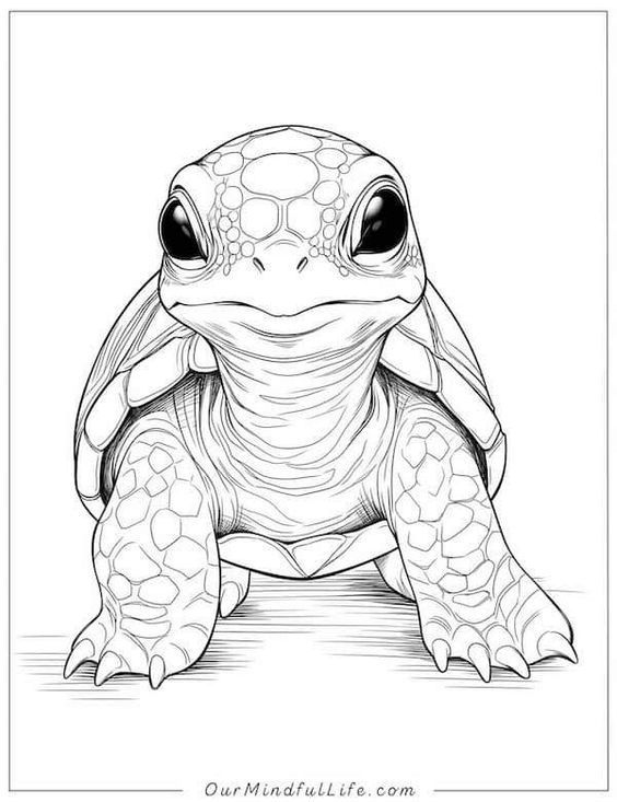 Desenho de Tartaruga: Tartaruga fofa para desenhar a lápis