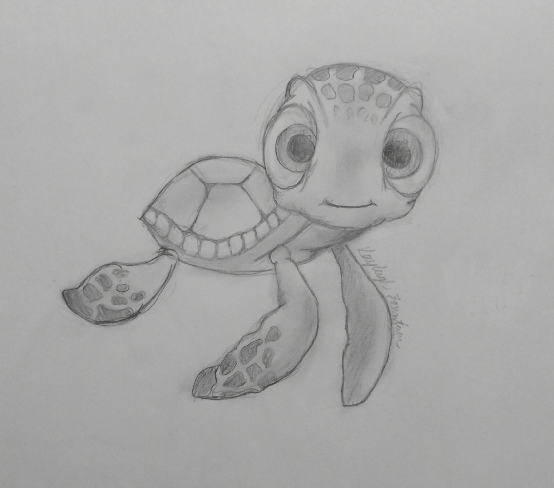 Desenho de Tartaruga: Tartaruga fofa a lápis para desenhar