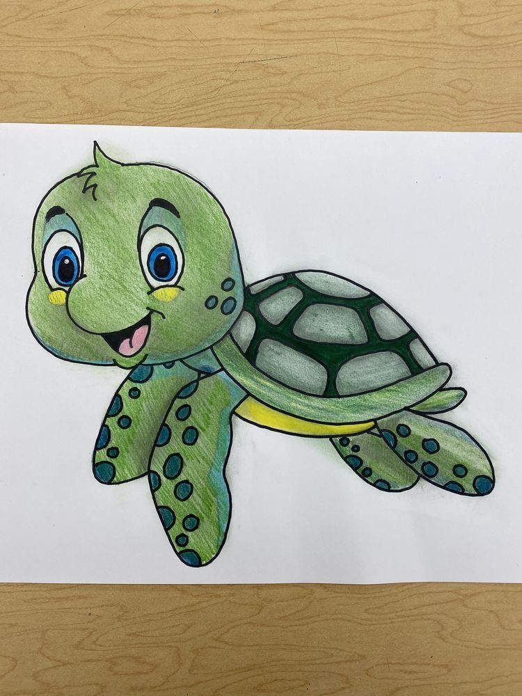 Desenho de Tartaruga: Tartaruga fofa e colorida para desenhar