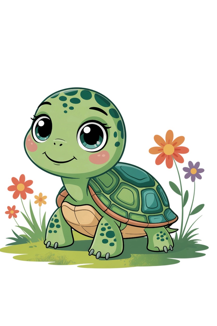 Desenho de Tartaruga: Tartaruga fofa para desenhar simples