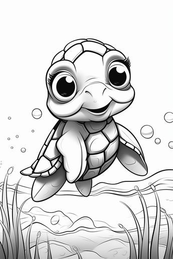 Desenho de Tartaruga: Tartaruga fofa e simpática para desenhar
