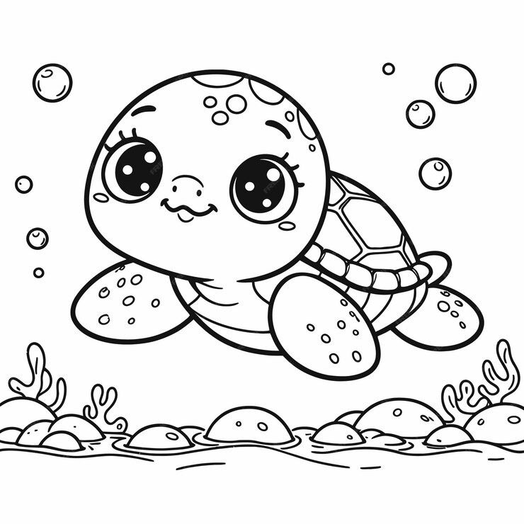 Desenho de Tartaruga: Tartaruga fofa para desenhar fácil