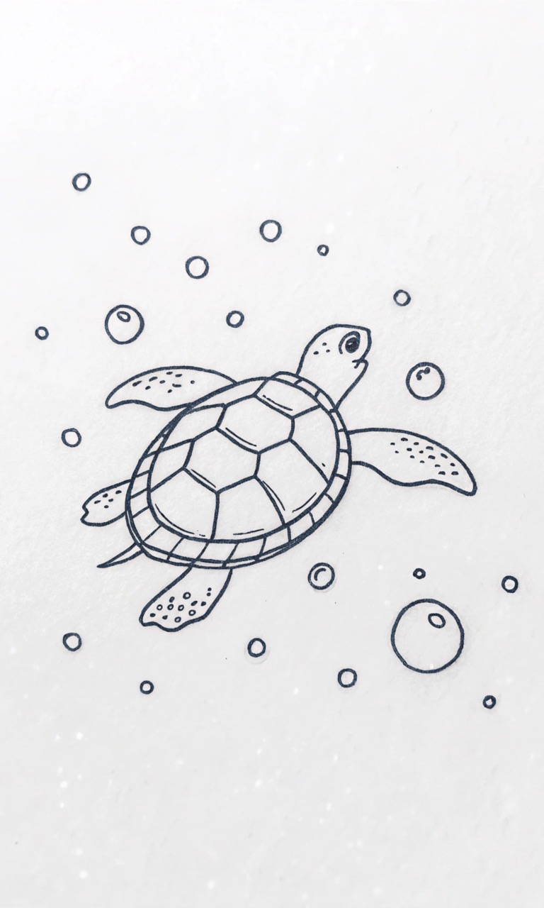 Desenho de Tartaruga: Tartaruga fofa para desenhar simples