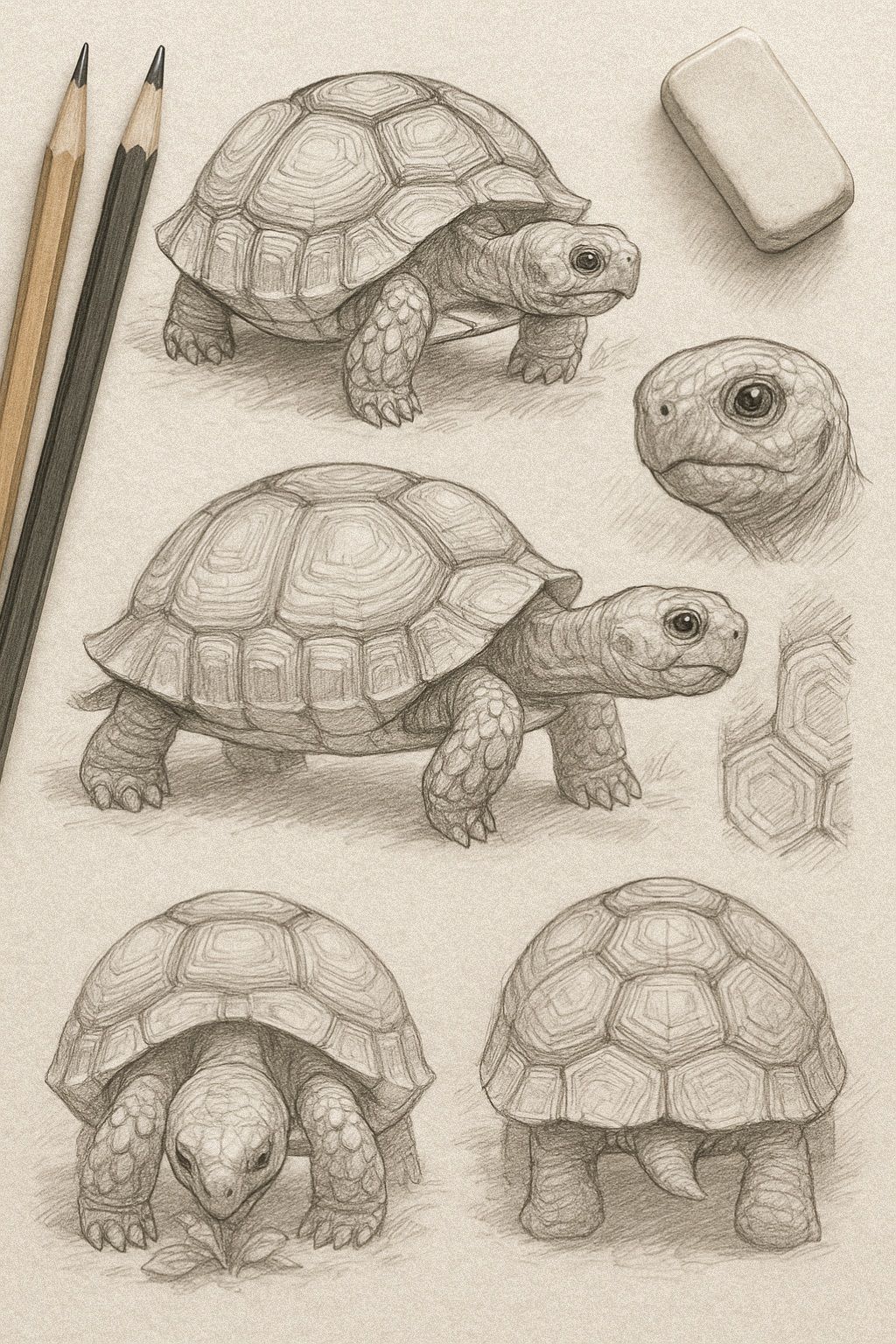 Desenho de Tartaruga: Tartaruga fofa a lápis para desenhar