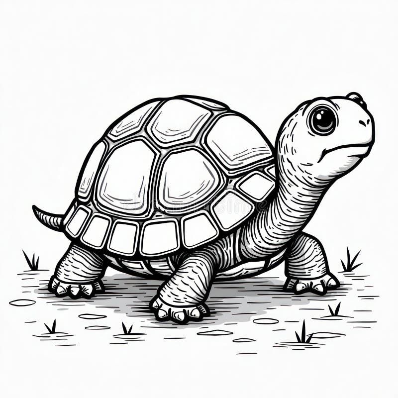 Desenho de Tartaruga: Tartaruga fofa a lápis para desenhar