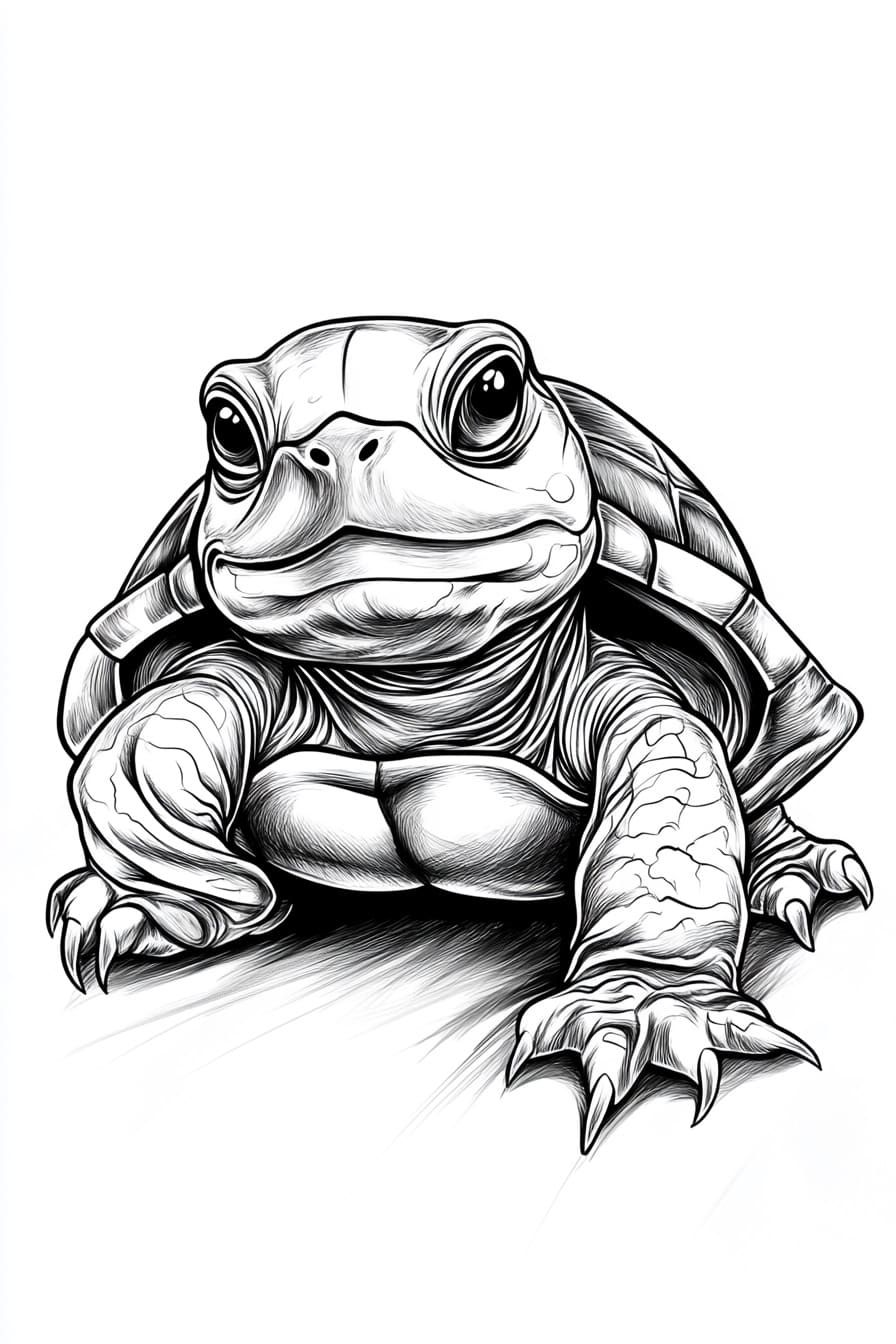 Desenho de Tartaruga: Tartaruga fofa a lápis para desenhar