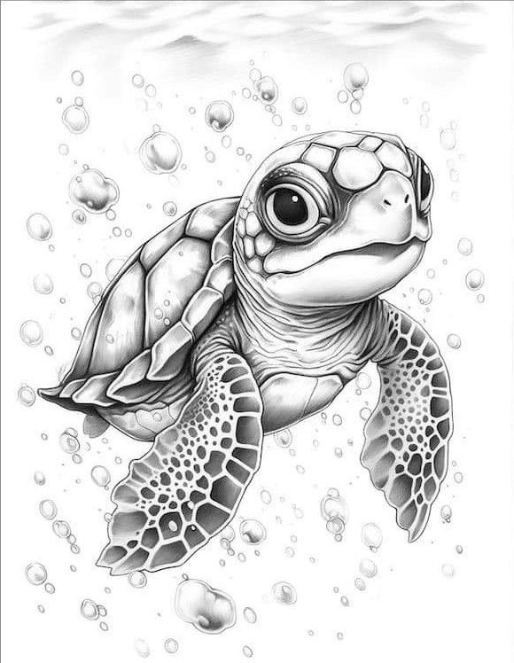 Desenho de Tartaruga: Tartaruga fofa a lápis para desenhar