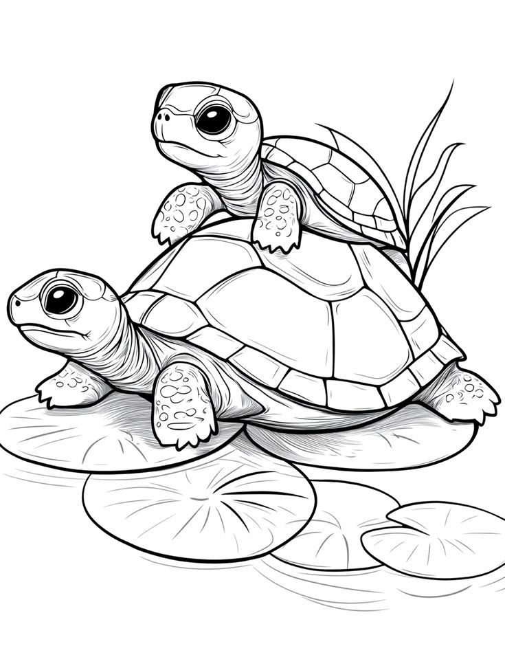 Desenho de Tartaruga: Tartarugas fofas a lápis para desenhar