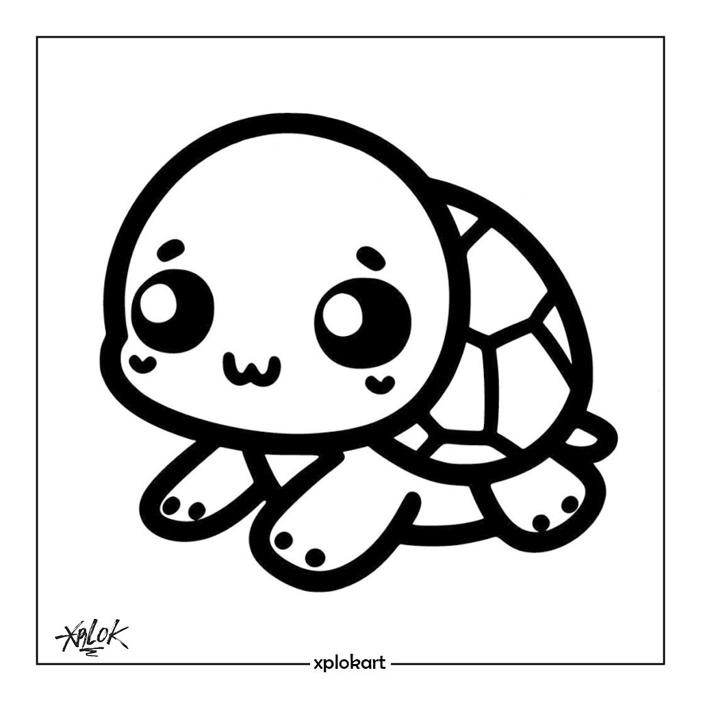 Desenho de Tartaruga: Tartaruga fofa a lápis para desenhar