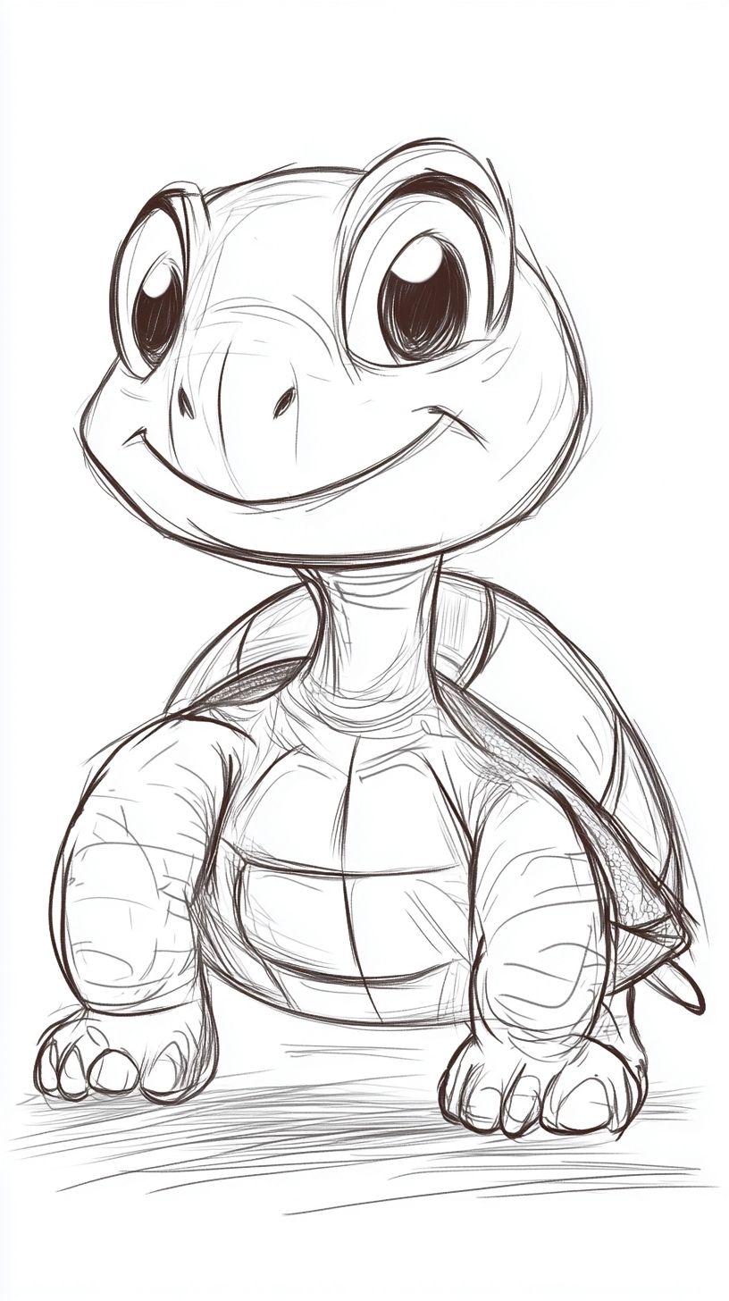 Desenho de Tartaruga: Tartaruga fofa e simples para desenhar