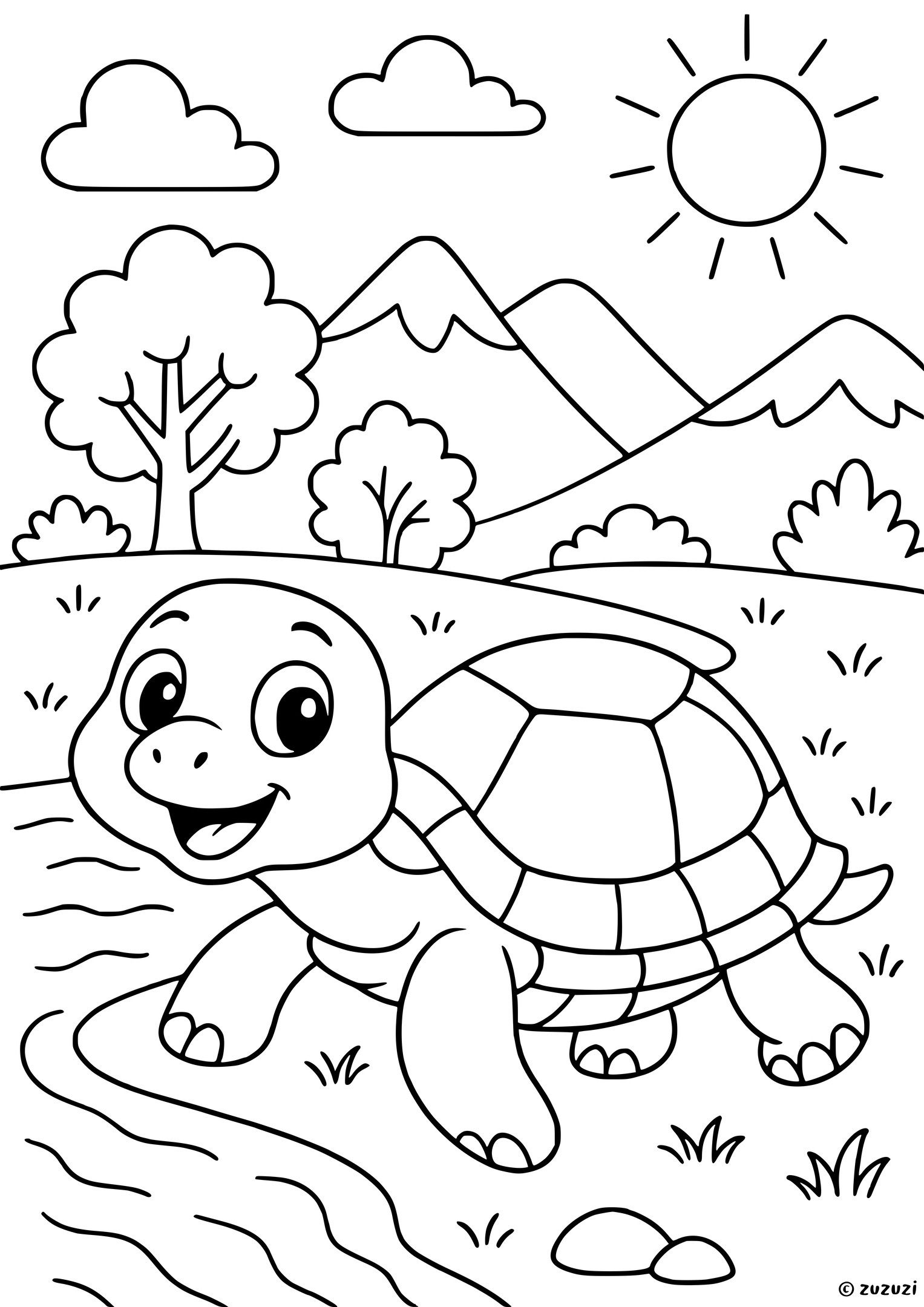 Desenho de Tartaruga: Tartaruga fofa e simples para desenhar