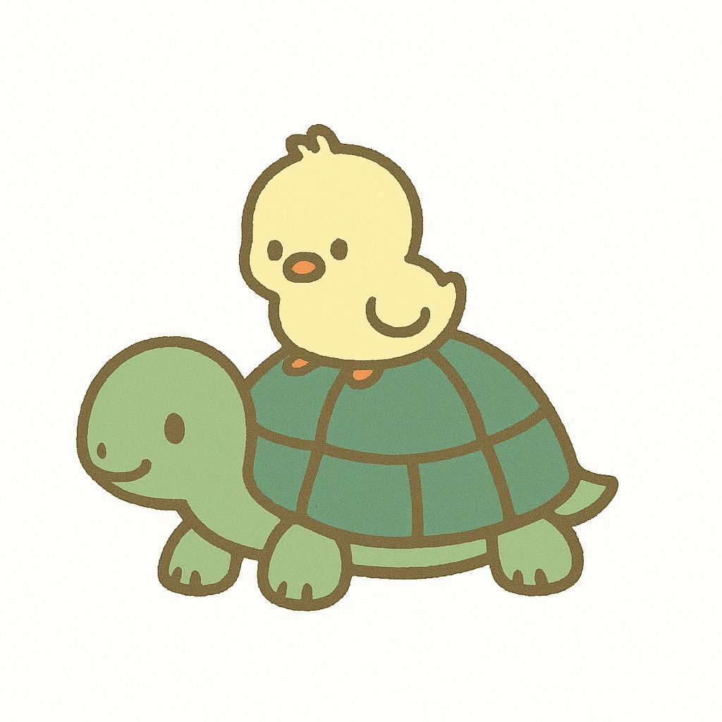 Desenho de Tartaruga: tartaruga fofa com pato para desenhar