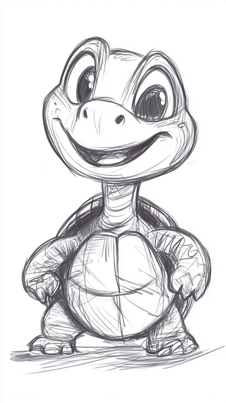 Desenho de Tartaruga: tartaruga fofa a lápis para desenhar