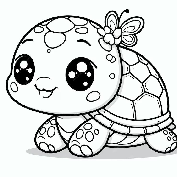 Desenho de Tartaruga: Tartaruga fofa a lápis para desenhar