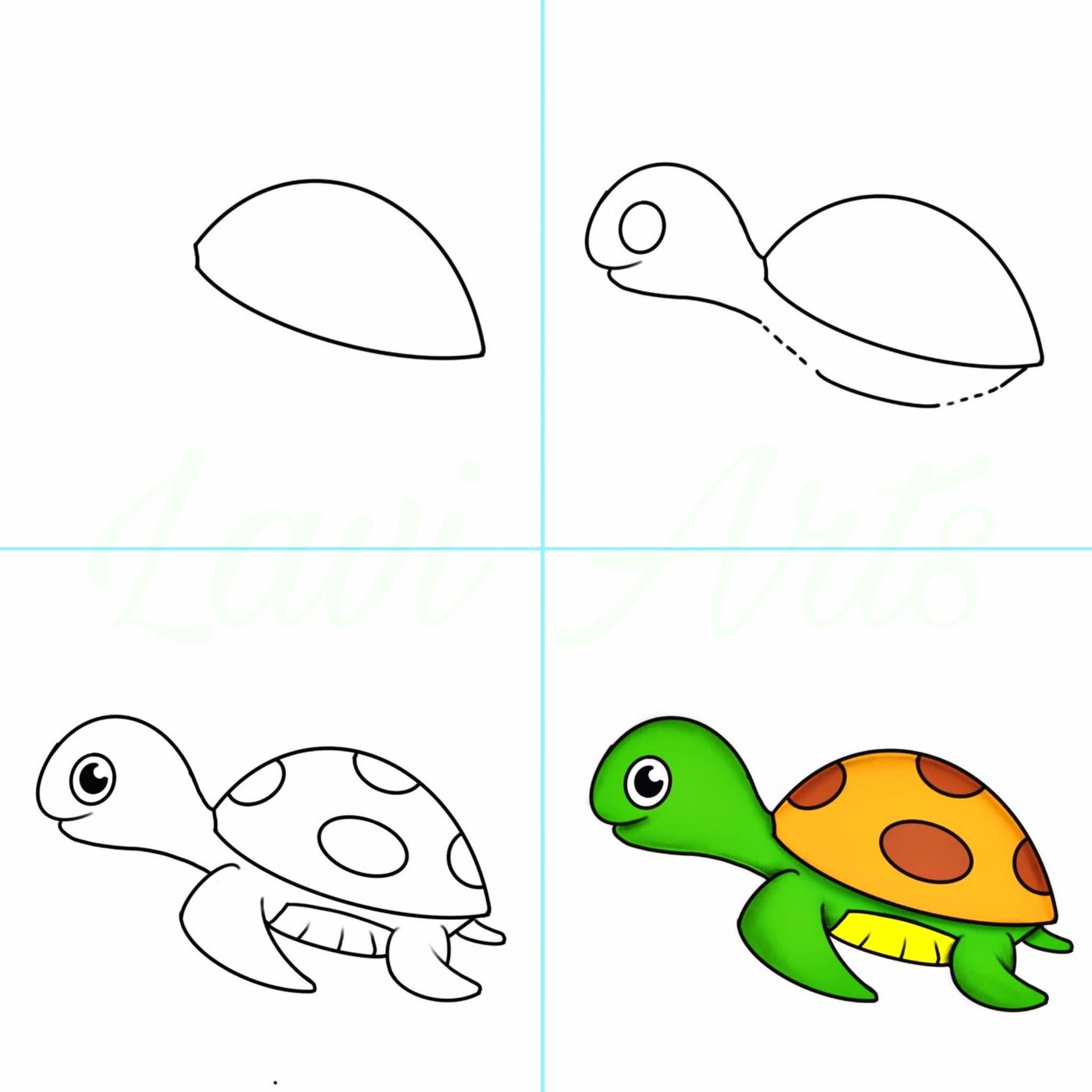 Desenho de Tartaruga: Tartaruga fofa para desenhar