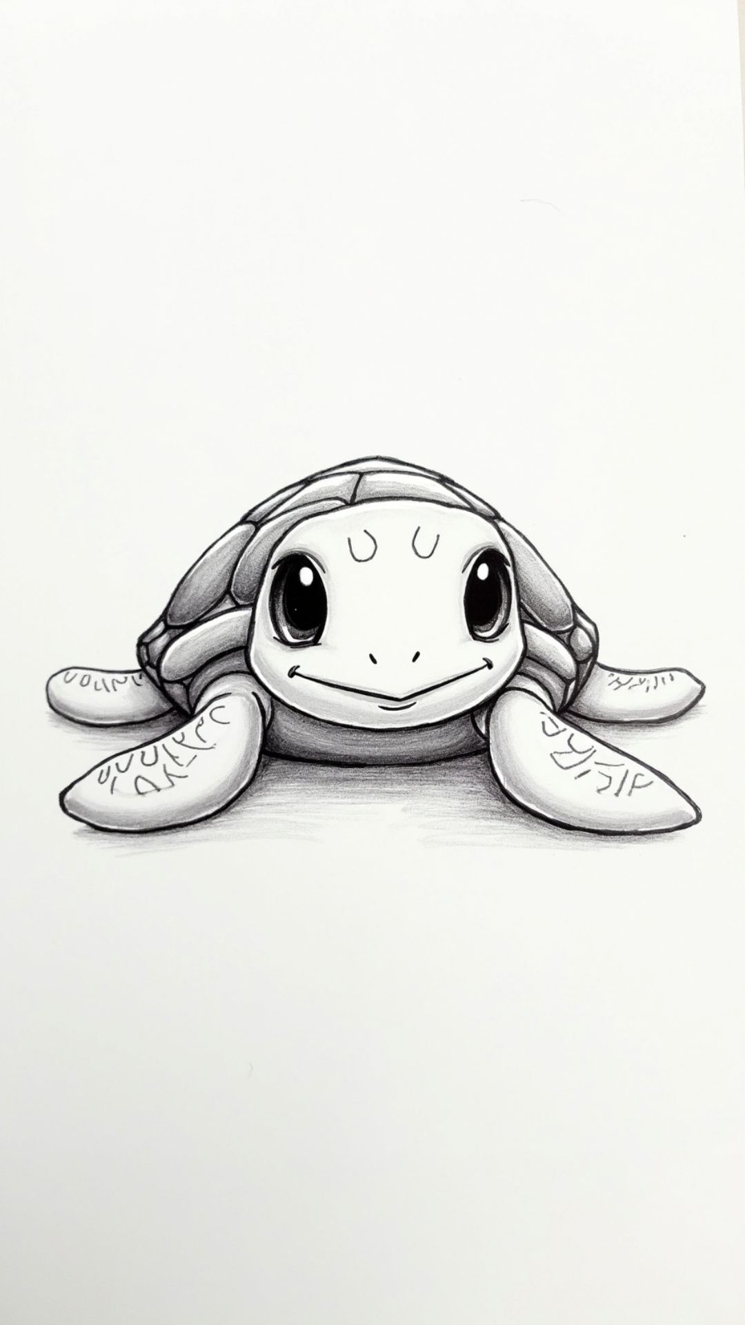 Desenho de Tartaruga: Tartaruga fofa para desenhar a lápis