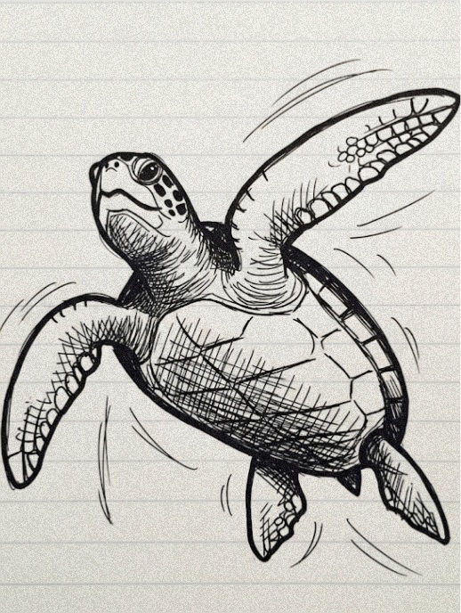 Desenho de Tartaruga: Tartaruga fofa a lápis para desenhar