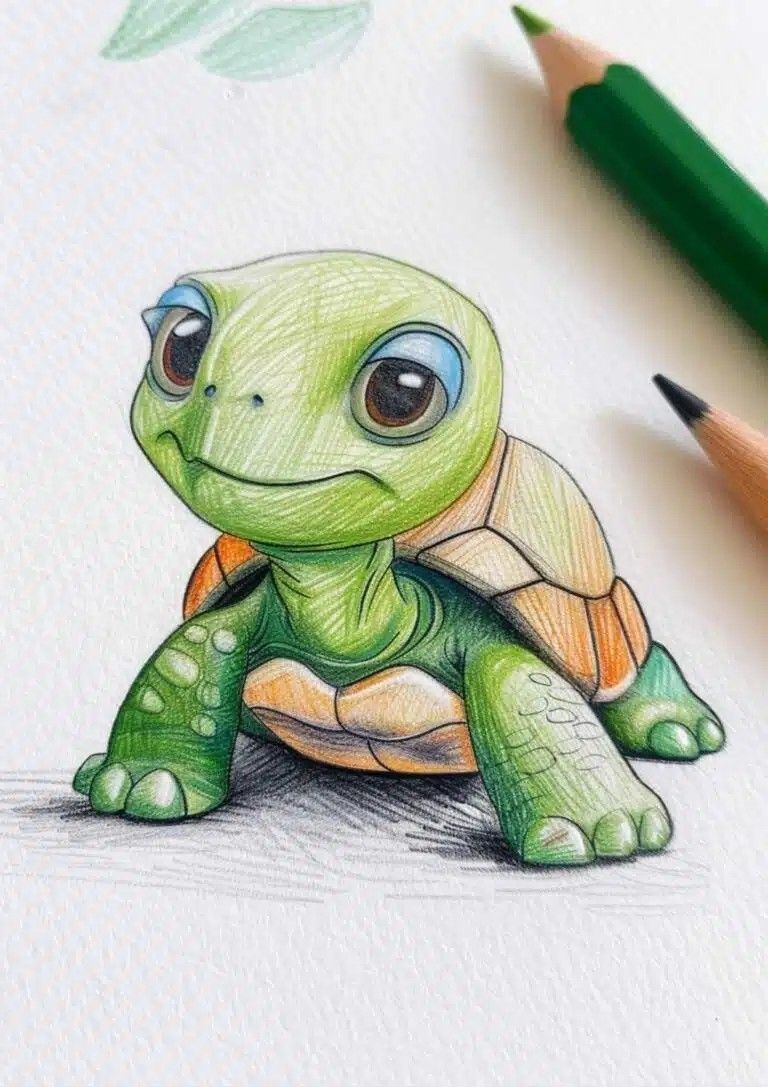 Desenho de Tartaruga: Tartaruga fofa e realista para desenhar
