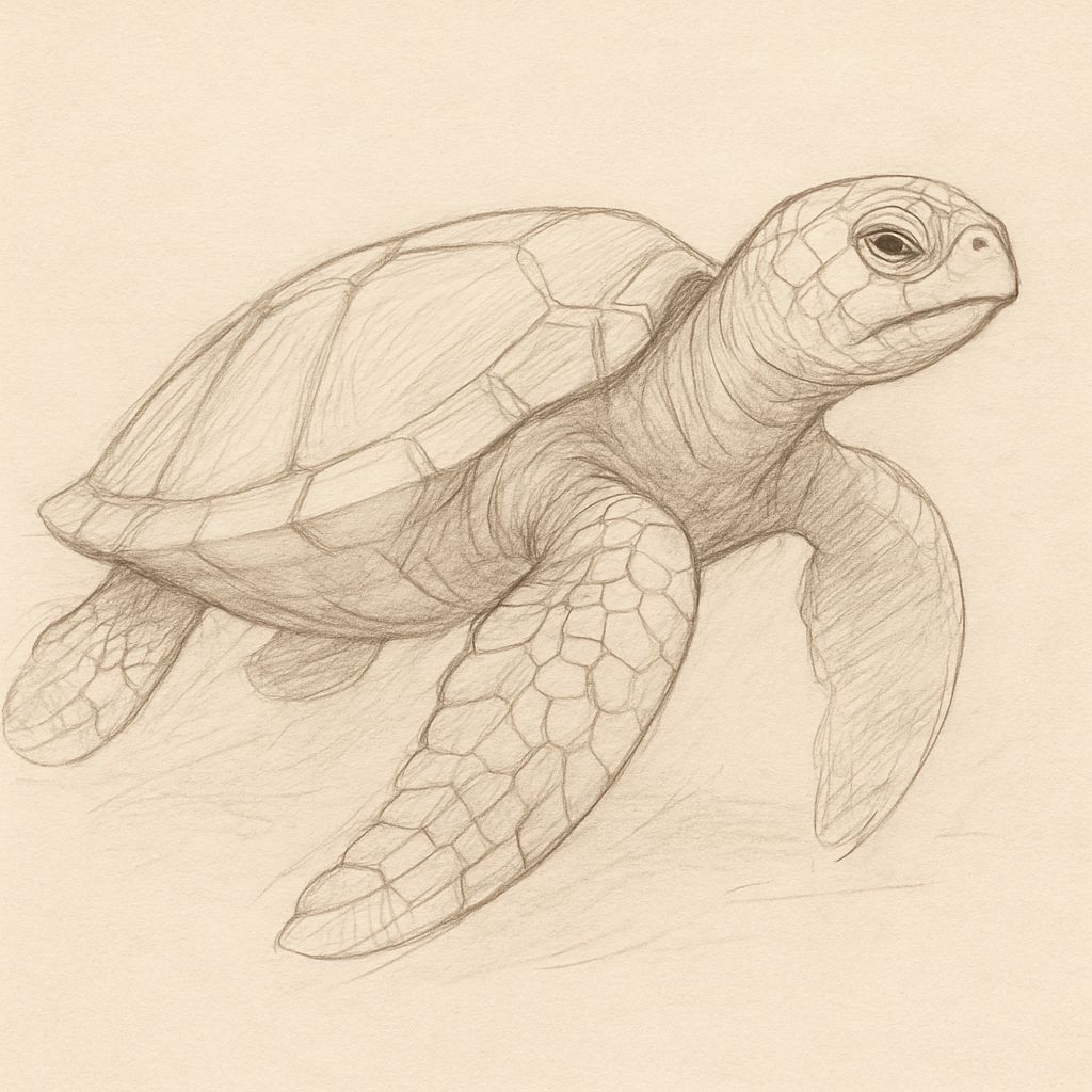 Desenho de Tartaruga: Tartaruga fofa a lápis para desenhar