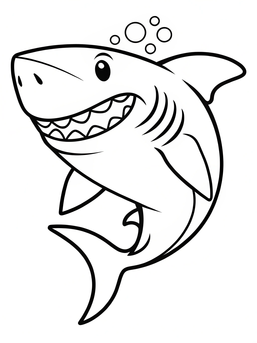 Desenho de Tubarão: Tubarão fofo para desenhar simples