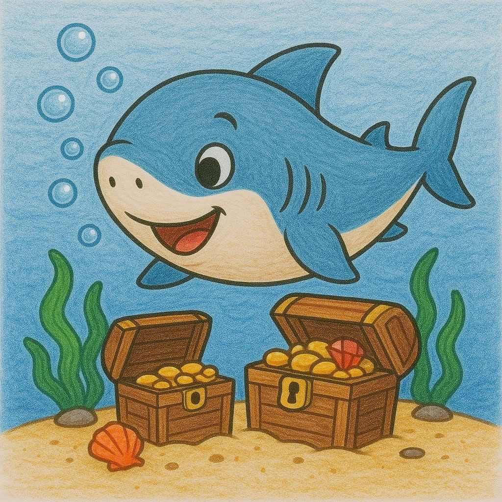 Desenho de Tubarão: Tubarão fofo para desenhar fácil